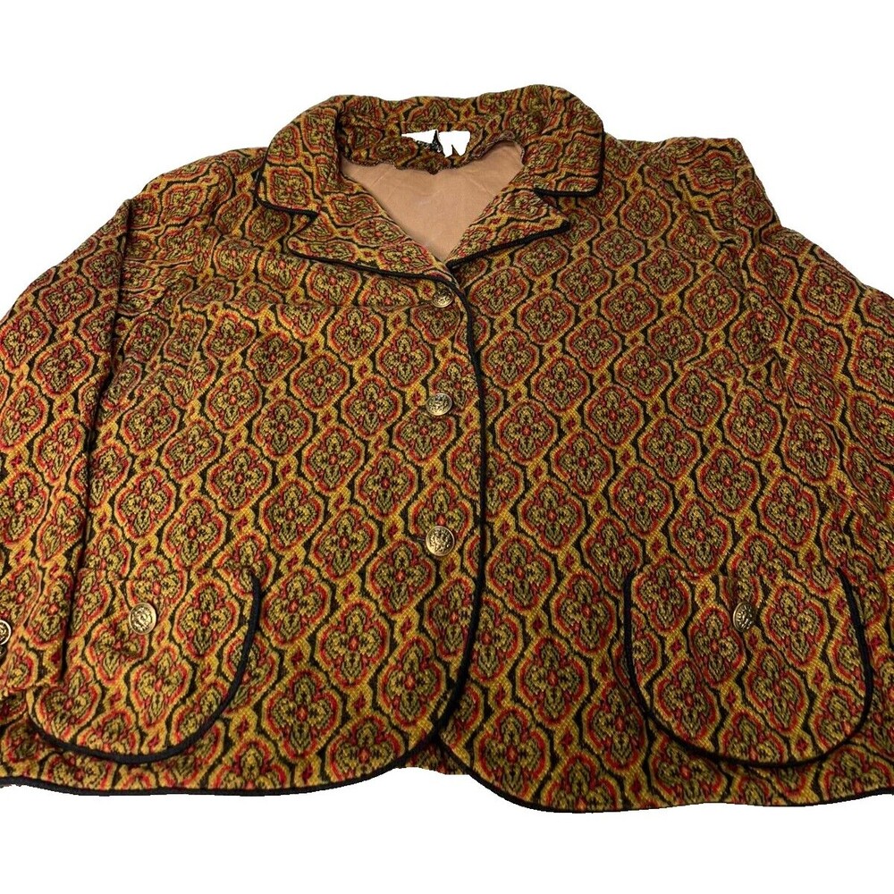 Vintage Fischer Fashion Womens Blazer Short Brown Floral Pattern Size 18 - Picture 6 of 10